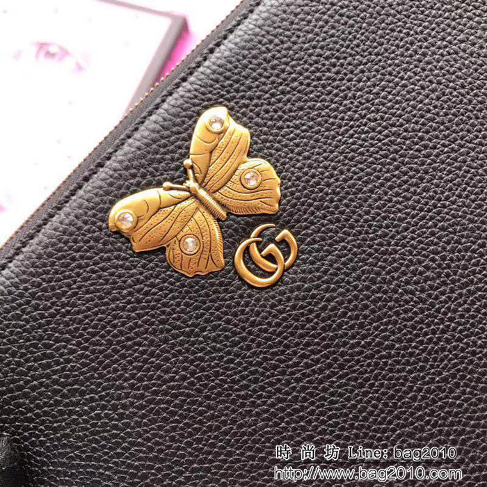 GUCCI古馳 歐洲正品原單 鑲鑽蝴蝶 女士手包 499360 黑色全皮 WTG1530